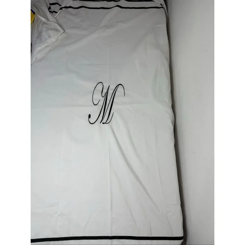 Black & White Monogrammed M Shower Curtain 70” L x 67” W